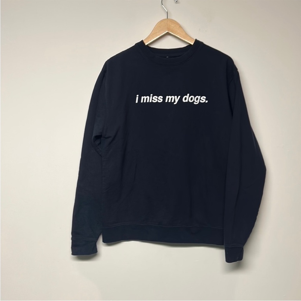 We Rate Dogs Graphic Crewneck Navy Blue Sweater